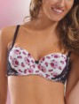 Sostén Strapless Push up Bajo Microfibra Estampada Encaje.